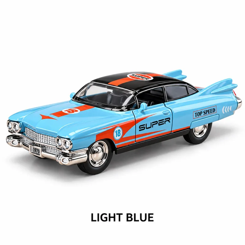 2026 New 1:36 Vintage Big-Fin Alloy Car, Pull Back Toy, Openable Doors & Removable Roof, Desk Ornament, Gift for Kids & Car Fans