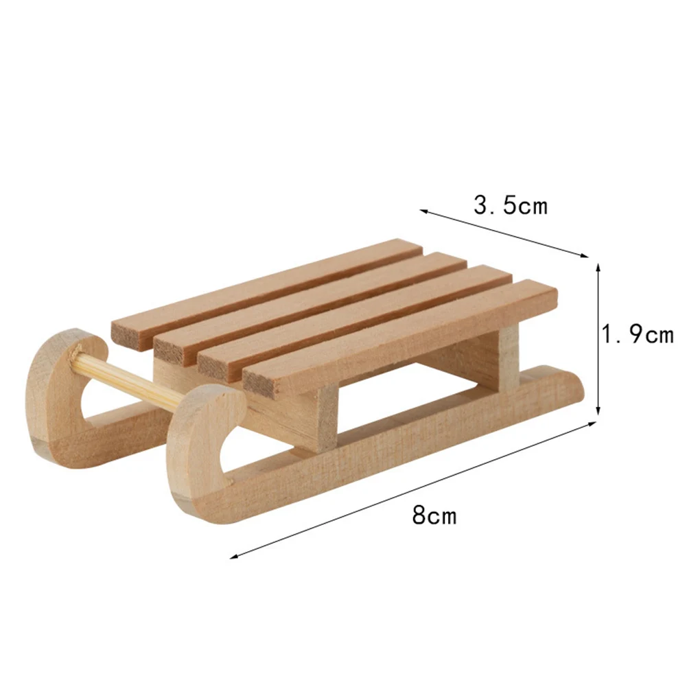 زلاجة محاكاة صغيرة غير سامة 1/12 نموذج خشبي زلاجات الثلج ديكور المنزل الحرف زلاجات الثلج حلية عديمة الرائحة بيت الدمية الملحقات