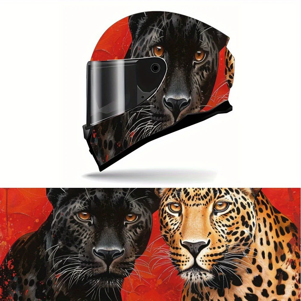 

Full Face Two Panthers in a Fiery Landscape pattern Helmet Decals - Durable and Waterproof PVC, self-adhesive Motorcycle Racing