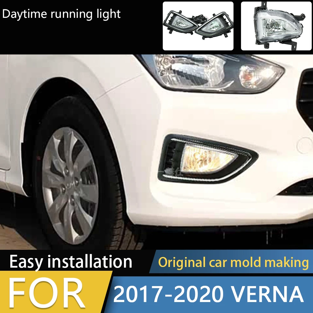 Front Bumper Fog Lamp Upgrade FOR Hyundai verna reina 2017- 2020 Version Additional Foglight Set Switch + Wiring