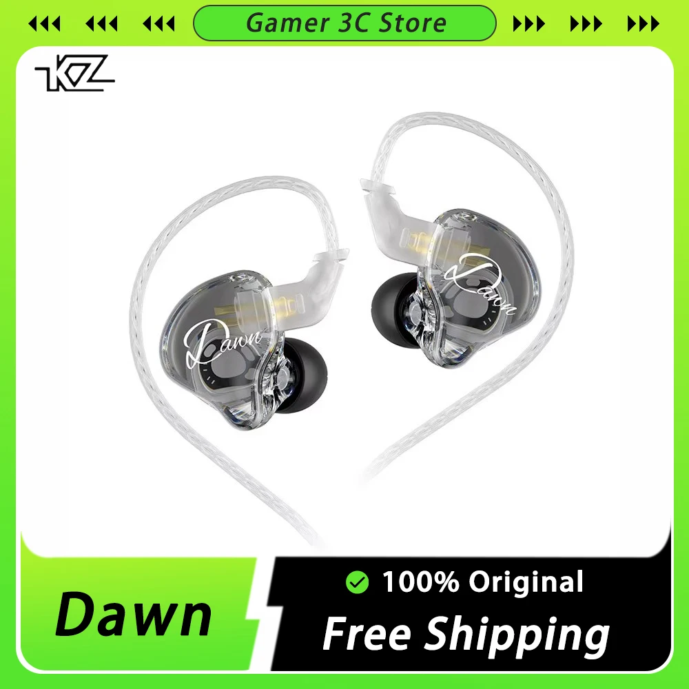 Kz Dawn Wired In-Ear Earphones Moving Coil Driver Large-Diameter High Quality Computer Gaming Sports Headphones Customized Gifts