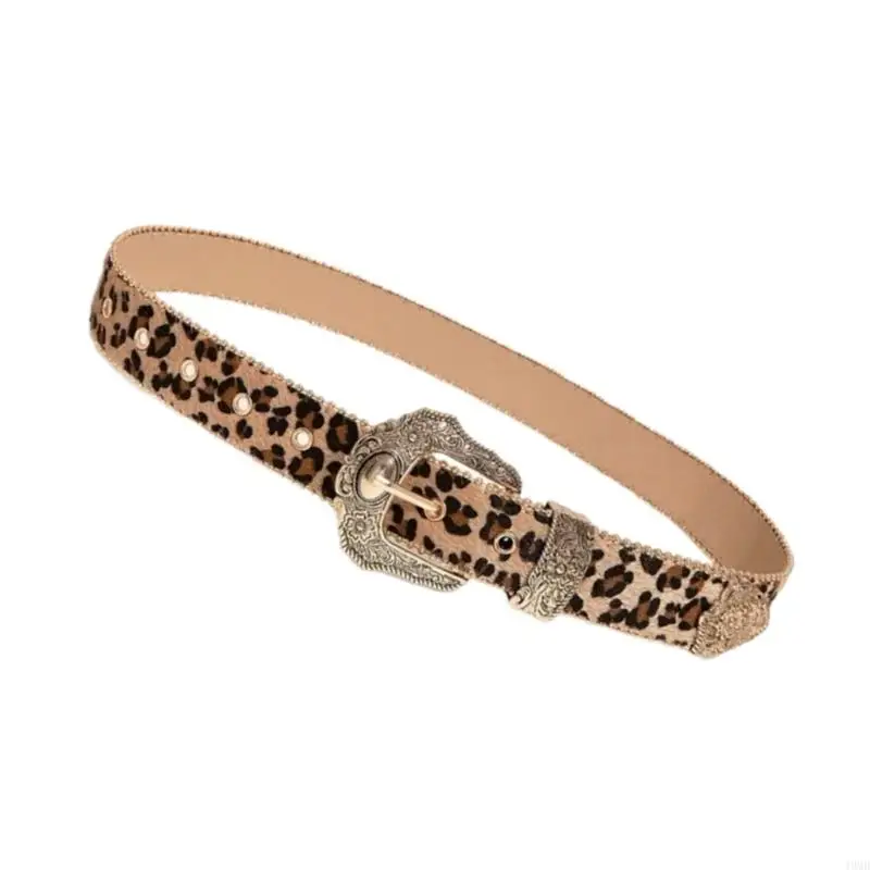 49MD Popular Belt 2000s Leopard Belt for Jeans Shorts Belt Women Waist Decors