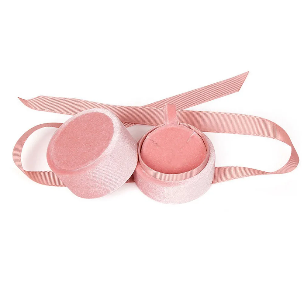 Leuke ronde ketting fluwelen verlovingsring bruiloft sieraden doos displays doos mode-accessoires sieraden display