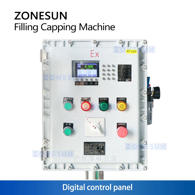 Zonesun-máquina de llenado y tapado de cubo de pintura, equipo de embalaje de cubo de pintura de 5 galones, relleno a prueba de explosiones, ZS-AFC22