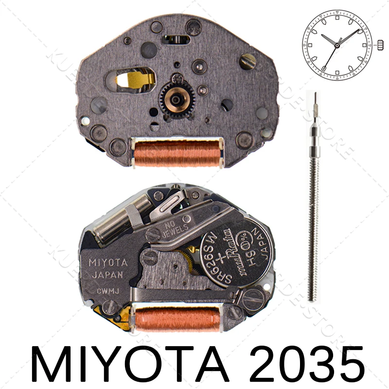 Image of 2035 Uhrwerk Miyot 2035 Quarzwerk Dreizeiger Kalenderlos Reparaturwerkzeuge Uhr Langlebige Metallgetriebe Bestes Preis-Leistungs-Verhältnis
