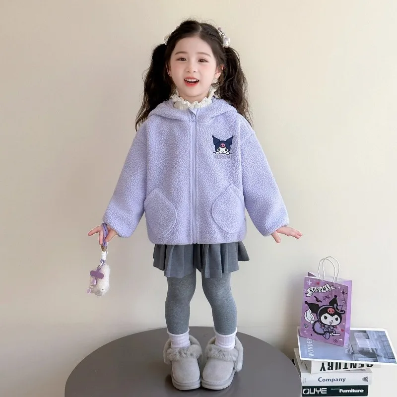 

Kawaii Kuromi Sanrio Student Cute Cartoon Comfortable Warm Jacket Children Plush Sportswear Blouse Christmas Gifts for Kids
