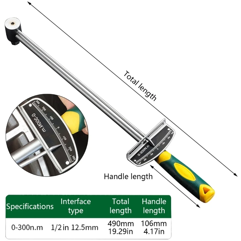 Pointer Torque Wrench 300N.m Torque Spanner 1/2\