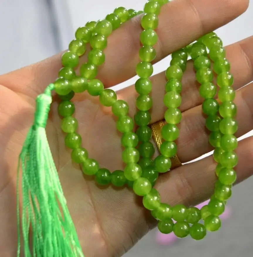 

Fashion jewelry HOT Jewelry 6mm Tibetan Buddhism 108 Emerald gem stone Prayer Bead Mala Necklace