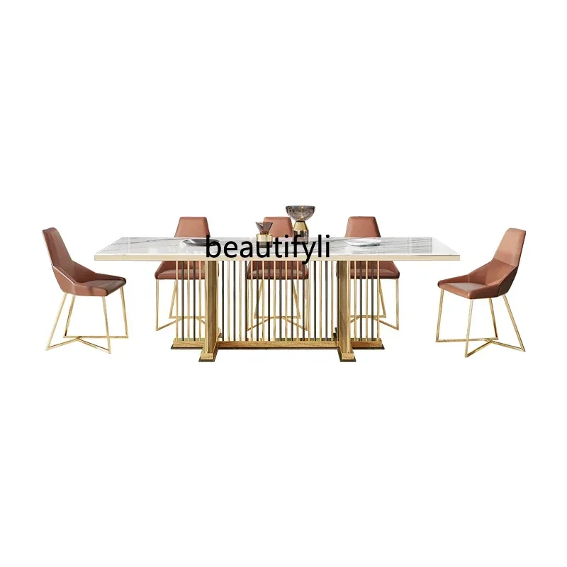 M178 Italian light luxury marble table and chair combination modern simplicity,high-end rectangular Nordic restaurant furniture2