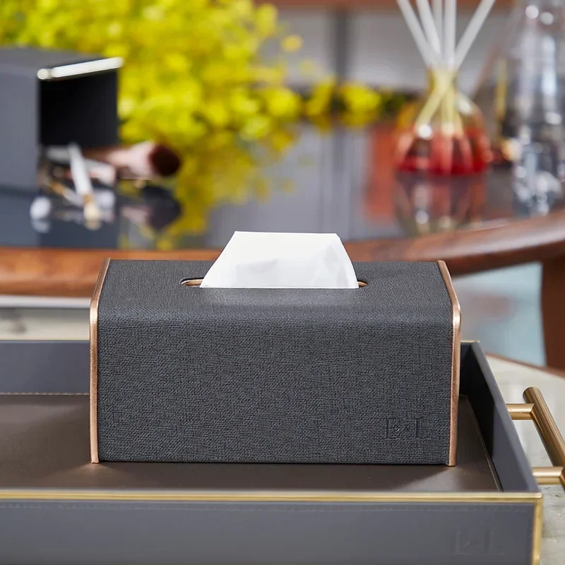 New Leather Living Room Hotel Office Car Paper Case Square Rectangle Storage Bag Organizer Boxes Decorative Tissue Box Holder