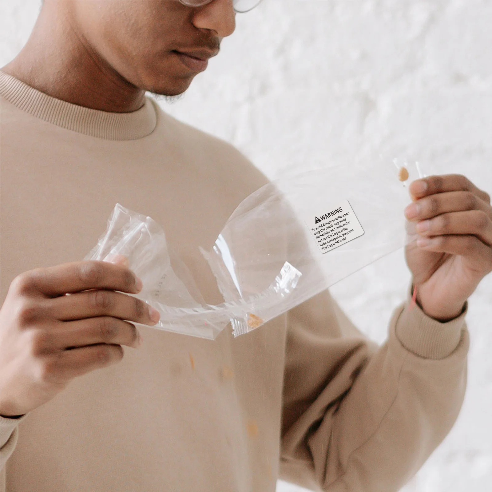 Anti-suffocation Stickers Warning Decals Choking Sign Applique Packing Bag White