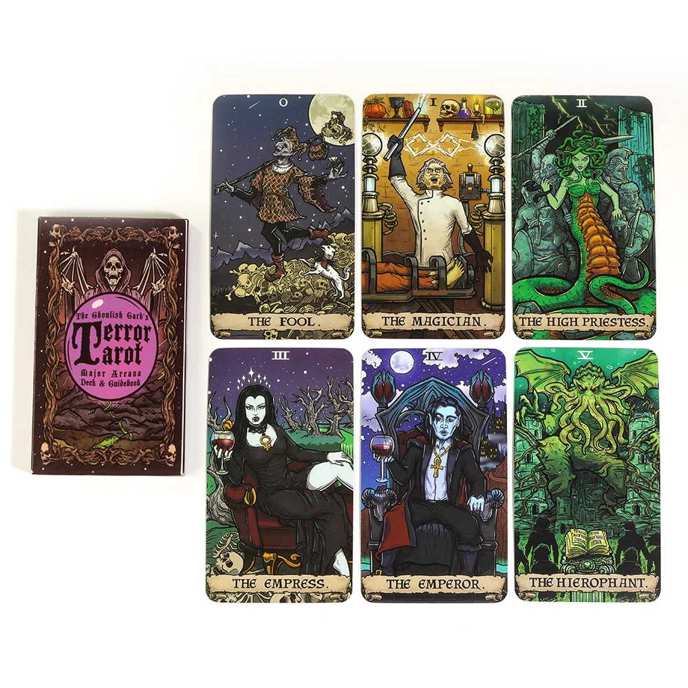 Newest 22pcs CardsThe Ghoulish Garb Terror Tarot  Major Arcana Tarot Card Deck Gothic Halloween Tarot Deck Board Games