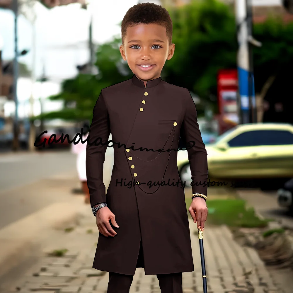 African Style Boys Suit 2 Piece Blazer Pants Formal Single Breasted Clothes Wedding Kids Tuxedo Teen Performance Dress
