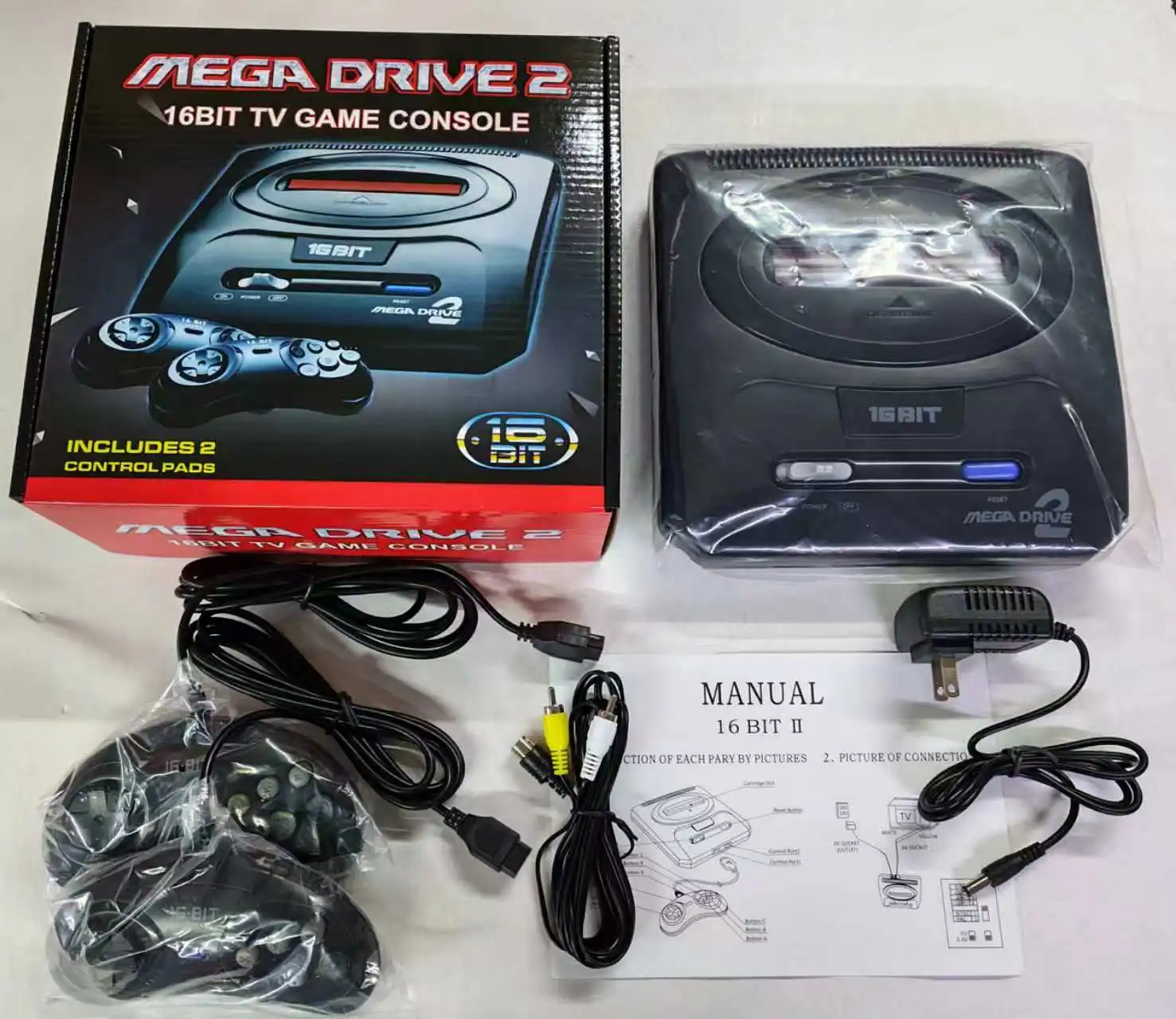 16Bit TV Game Console for MEGA DRIVE2 (Can read Original Cartridge)