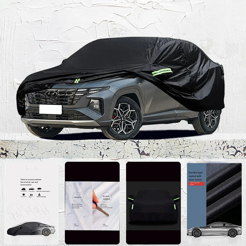 

For hyundai tuscson Car cover Exterior Car Cover Outdoor Protection Full Car Covers Waterproof Sunshade Anti UV Snow Cover Black