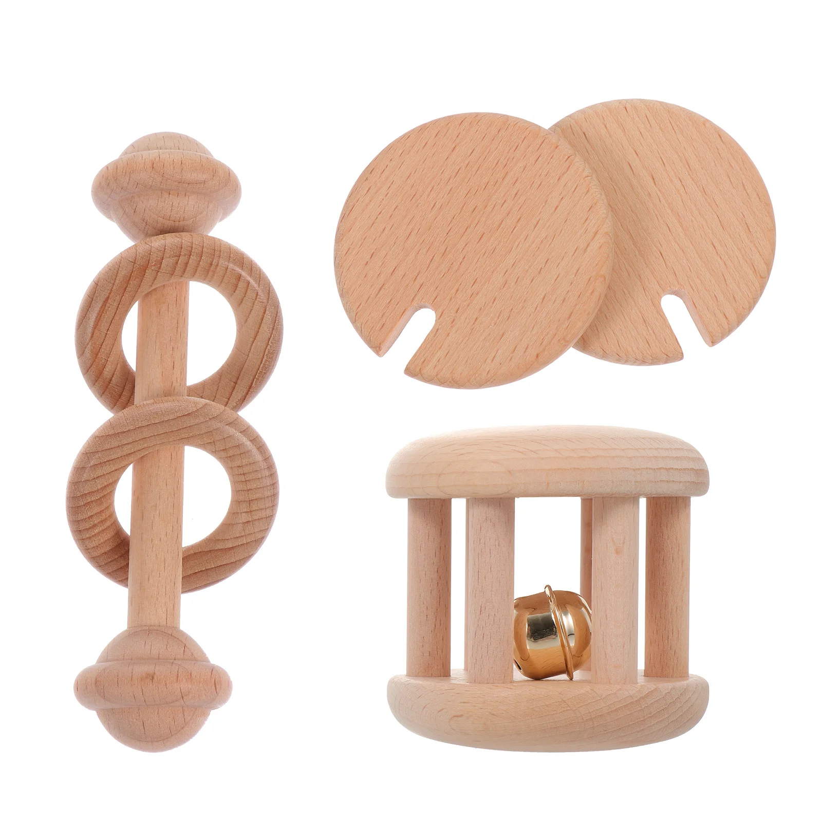 3 قطعة عضاضة مولي خشبية للأطفال آمنة استيعاب العض اللعب تخفيف أعراض التسنين تحسين محرك التنسيق بين اليدين #6