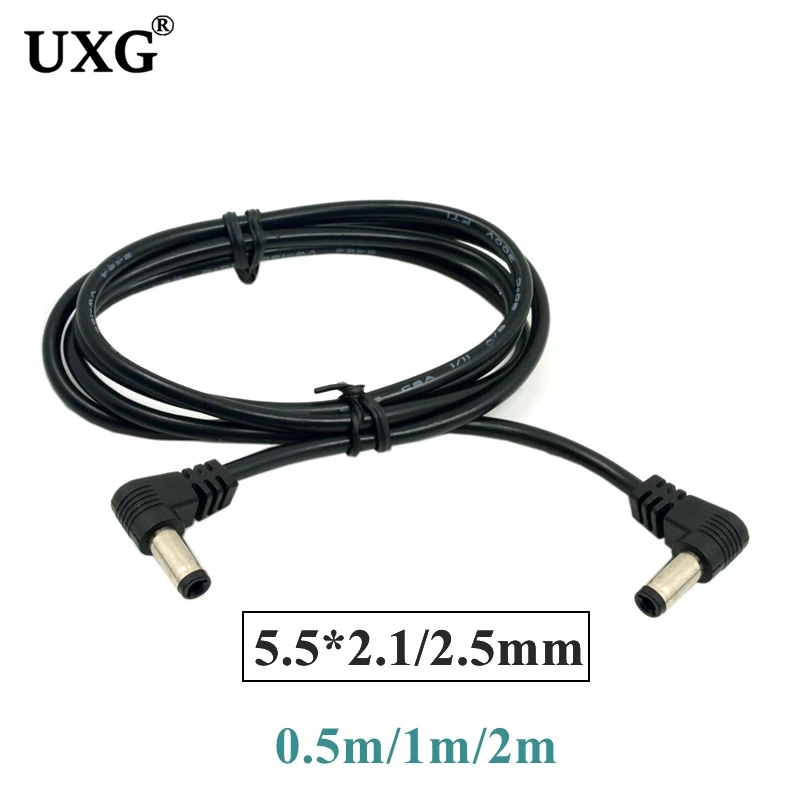 90 Degree Double Elbow DC Power 5.5 X 2.1mm / 2.5mm Male General 2.1/2.5mm Male Plug Cable Right Angled 90 Degree Cable 1m 2m