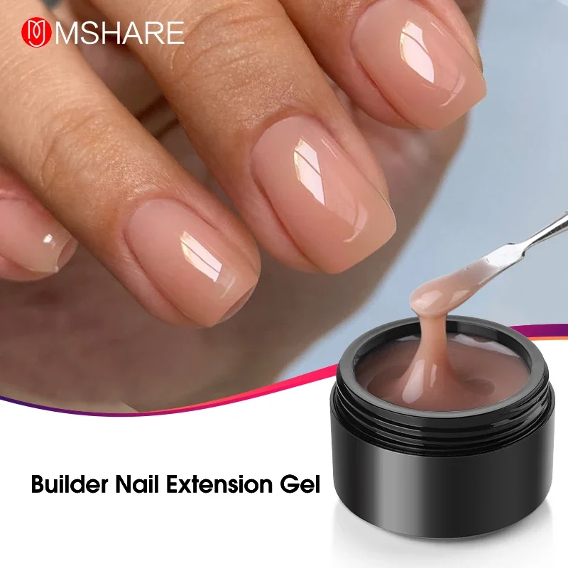 Mshare Uv Nail Extension Gel Builder Clear Building Construction Hard Gel Manicure For Nails Finger Nude French Nail Art 50ML