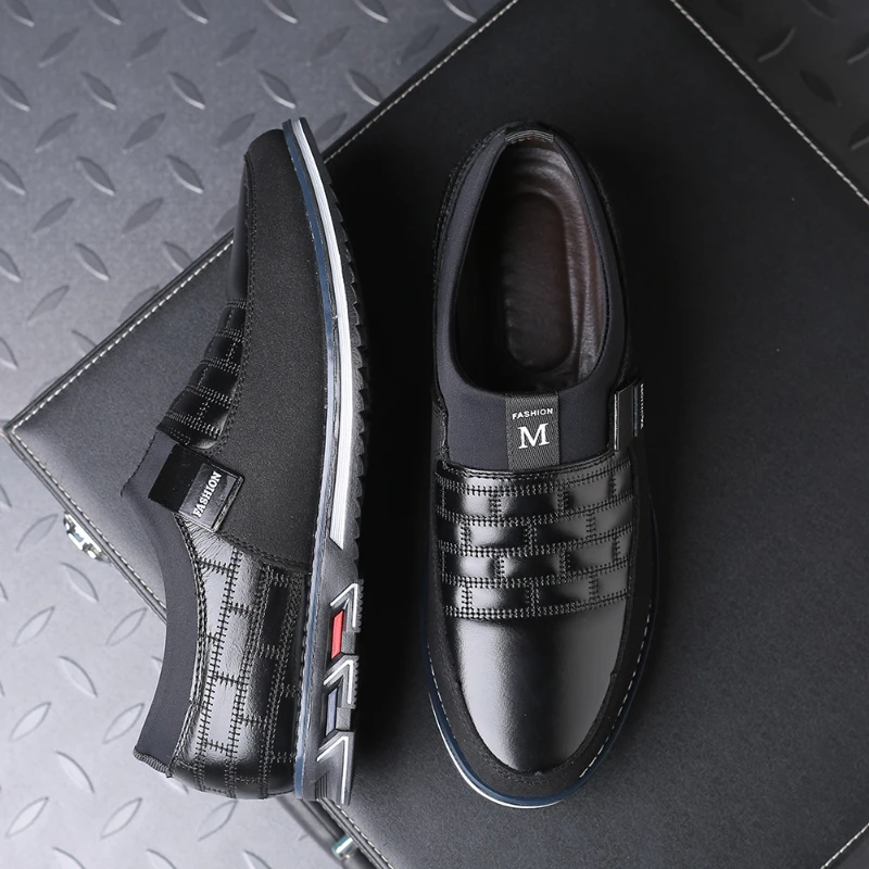 

Mens Blue And Black Slip On Casual Shoes Breathable Lightweight Loafers With Grid Stitching For Everyday Wear Temperament Casual