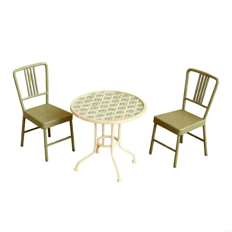 

A5YC 1/12 Scale Iron Outdoor Garden Furniture Set For Dollhouses 3 Pieces Miniature Patios Decors