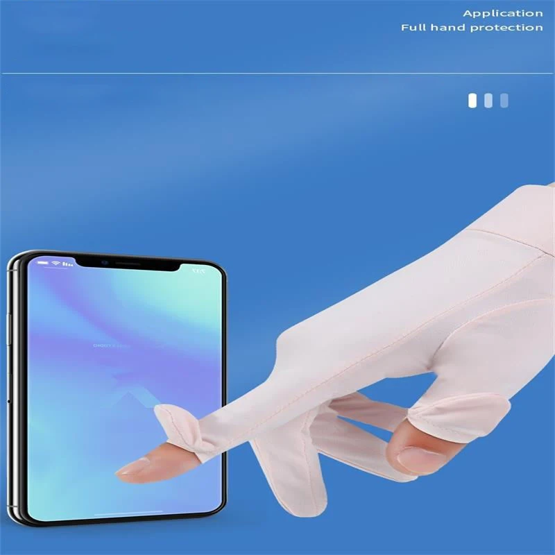 Summer Anti-UV Ice Silk Thin Gloves Cycling Sunscreen Gloves Driving Can Be Opened Fingertip Touch Screen Breathable Gloves