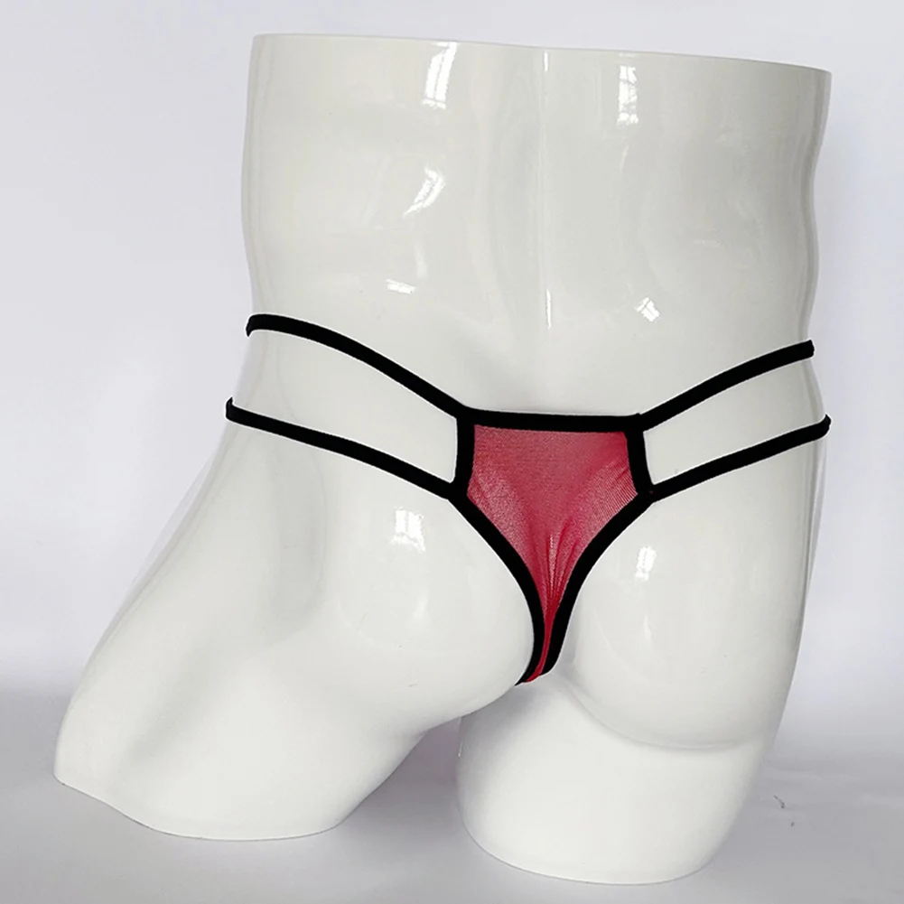 Perspective Mesh Bulge Pouch G-String Men Elastic Belt Thong Sexy Underwear Comfortable T-Back Panties Briefs