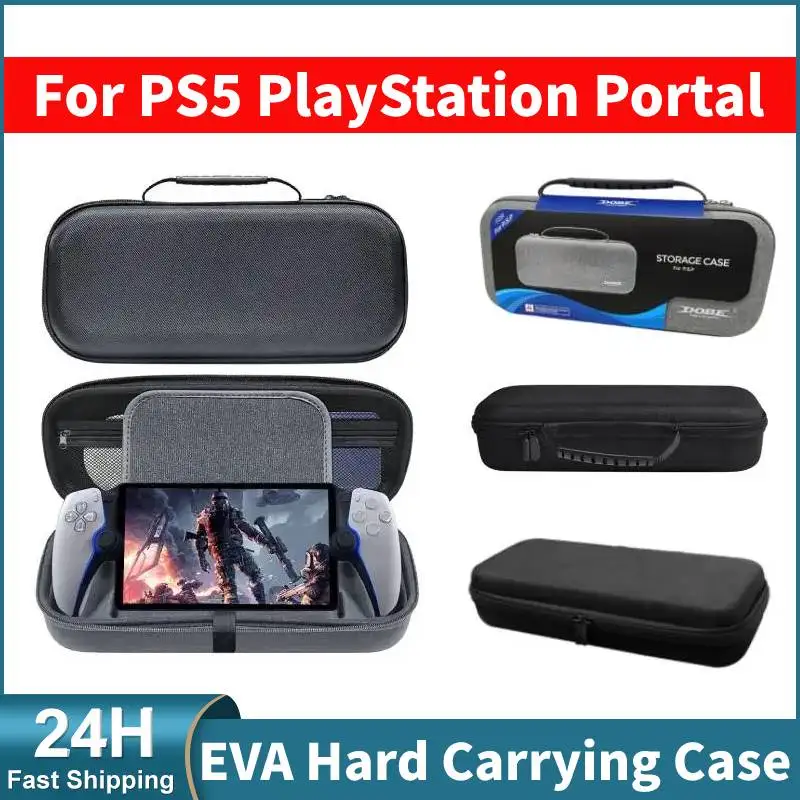 For PS5 Portal Carrying Case With Stand Hard EVA Scratch Proof & Shockproof Storage Bag for PlayStation Portal Mesh Pocket Carry