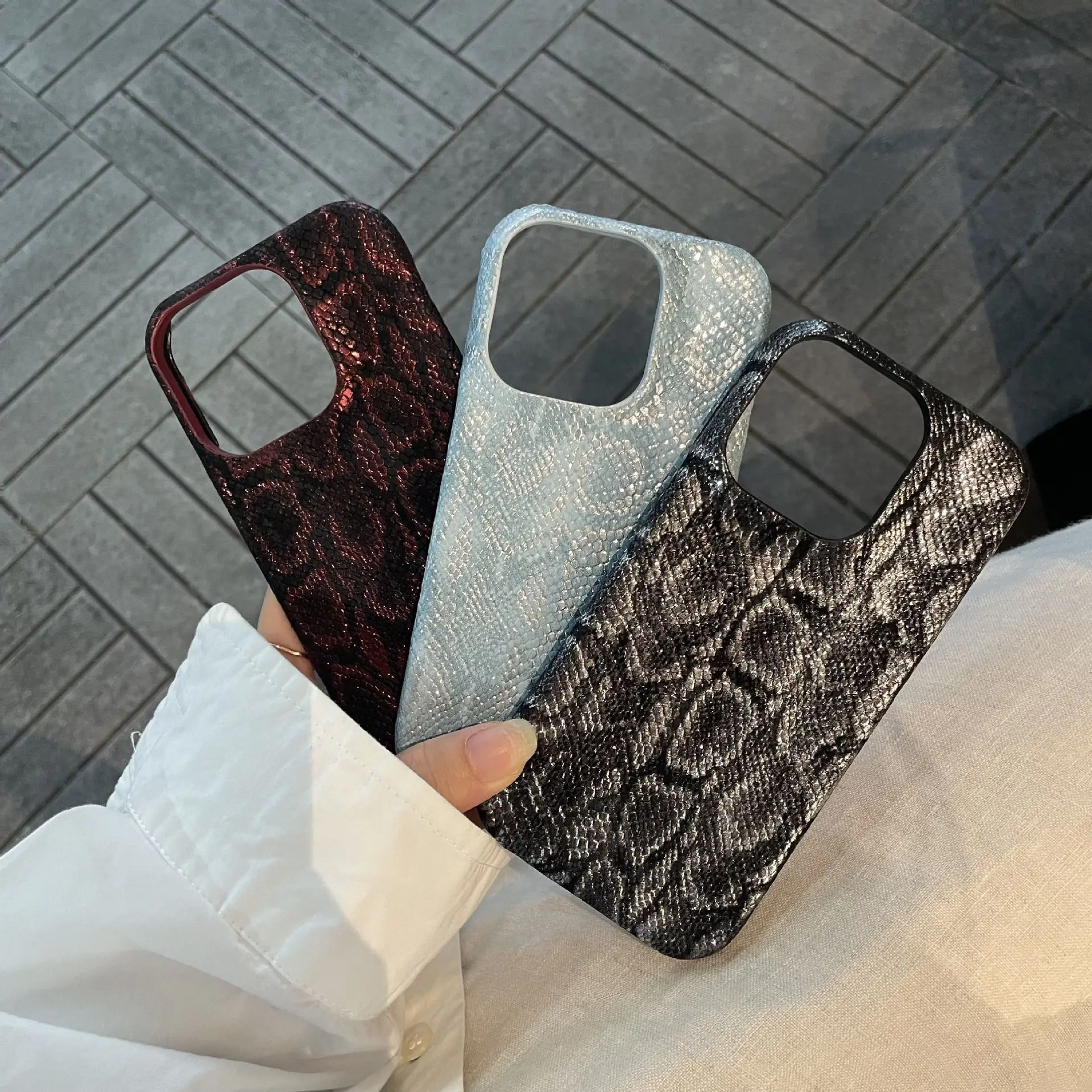 نمط جديد من جلد الثعبان الثعبان مناسب لهاتف آيفون 17 برو ماكس جراب هاتف 16 برو فلاش مسحوق 15 نصف حزمة 14 13 غطاء حماية