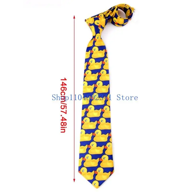 5ASD نمط البط غريب الأطوار حرير العنق على ارتداء الرسوم مع ربطة زفاف طباعة الكرتون