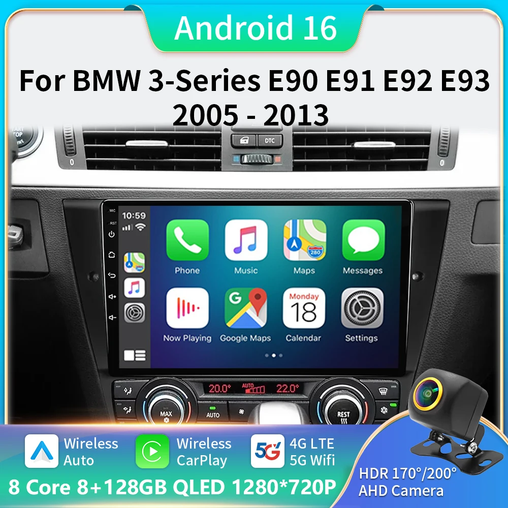 

Android 16 For BMW 3-Series E90 E91 E92 E93 2005-2013 Car Radio 2 din Intelligent System Carplay Touch Screen 8 Core Wifi RDS 5G