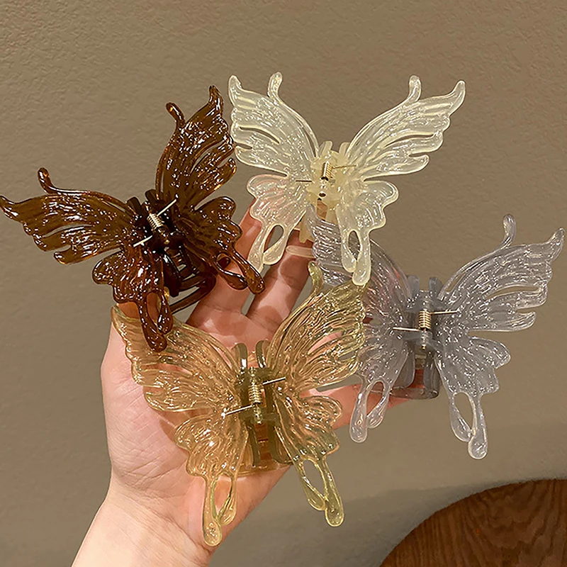 

Fashion Large Acrylic Transparent Butterfly Hair Clip Back Head Hairpin Grips Elegant Shark Clip For Women Girl Hair Accessories