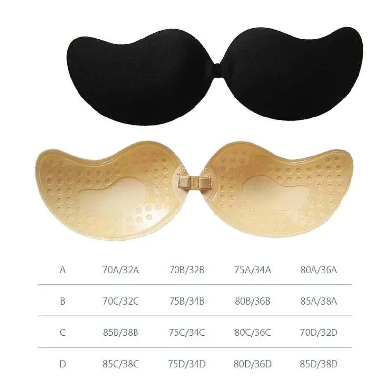 Unsichtbarer trägerloser selbstklebender Stick-BH, trägerloser Push-Up-BH für Damen, Dessous, nahtloser Silikon-Nippelabdeckungen, Bralette-Unterwäsche