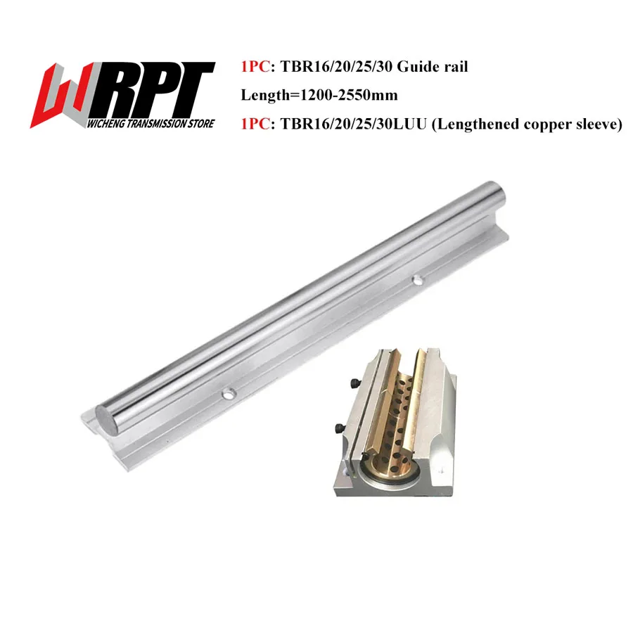 

Linear Guide 1PC TBR16 20 25 30 Length 1200-2550mm 1PC/2PC TBR16-30LUU Lengthened With Copper Sleeve Slider 3D Printer Parts