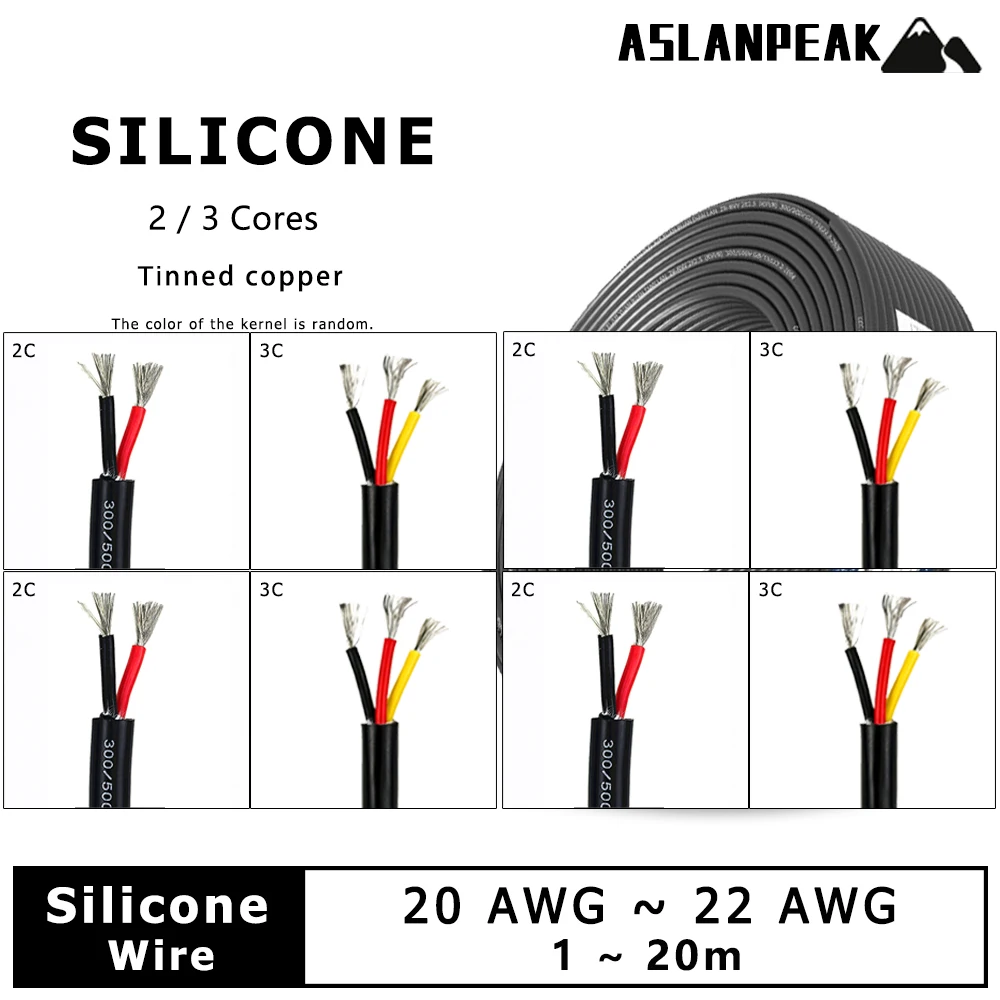 Silicone material Insulat cable Sheath cable Silicone Jacket cable Super soft Electrical Extension wires Heat-resistant wire