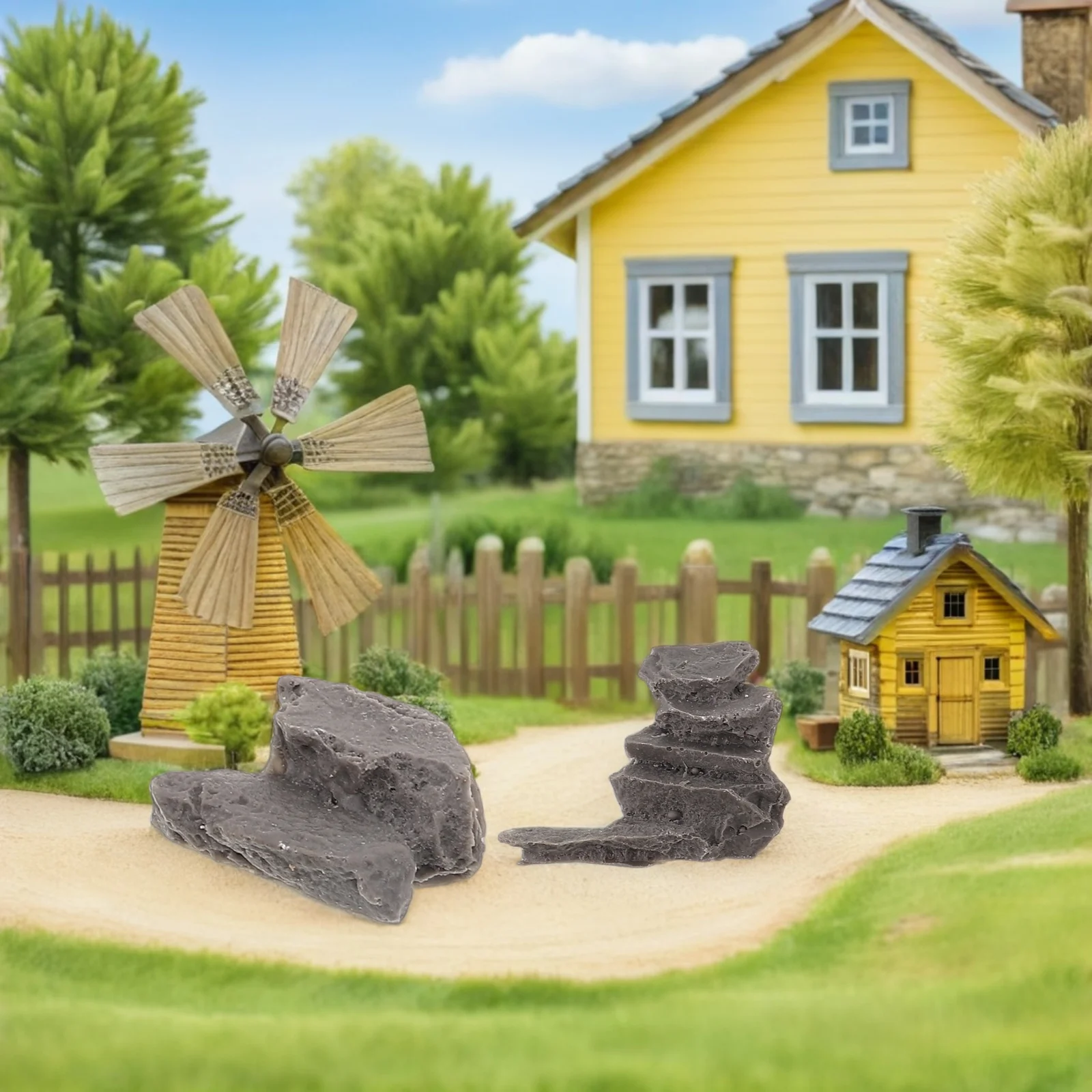 

6pcs Miniature Stone Steps Diorama Decor Resin Garden Stairs Pathway For Train Landscapes Sand Table Fairy House Decorations