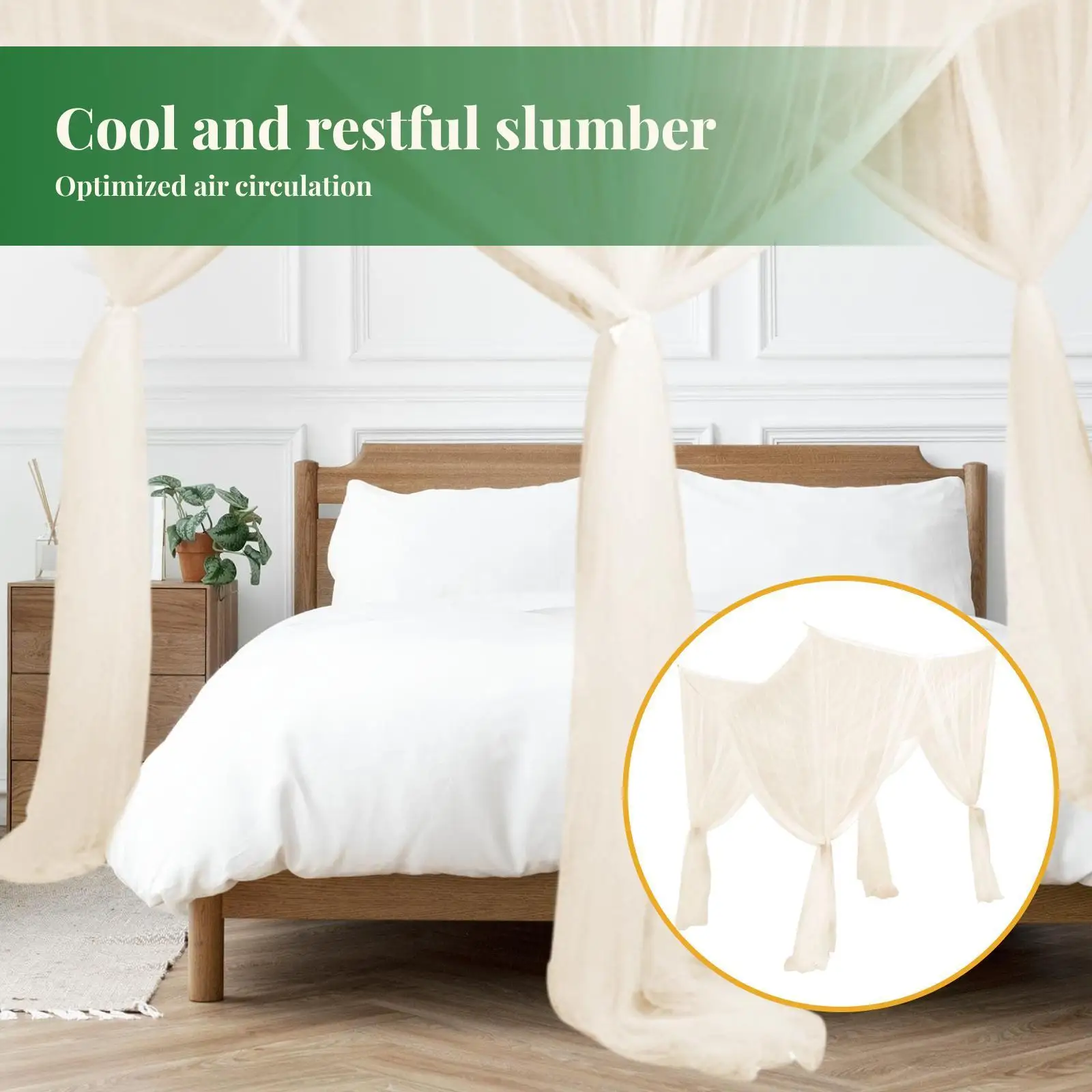 Four Corner Bed Canopy Net Mesh Tent Curtains for Bedroom Travel Outdoor Mosquito Protection