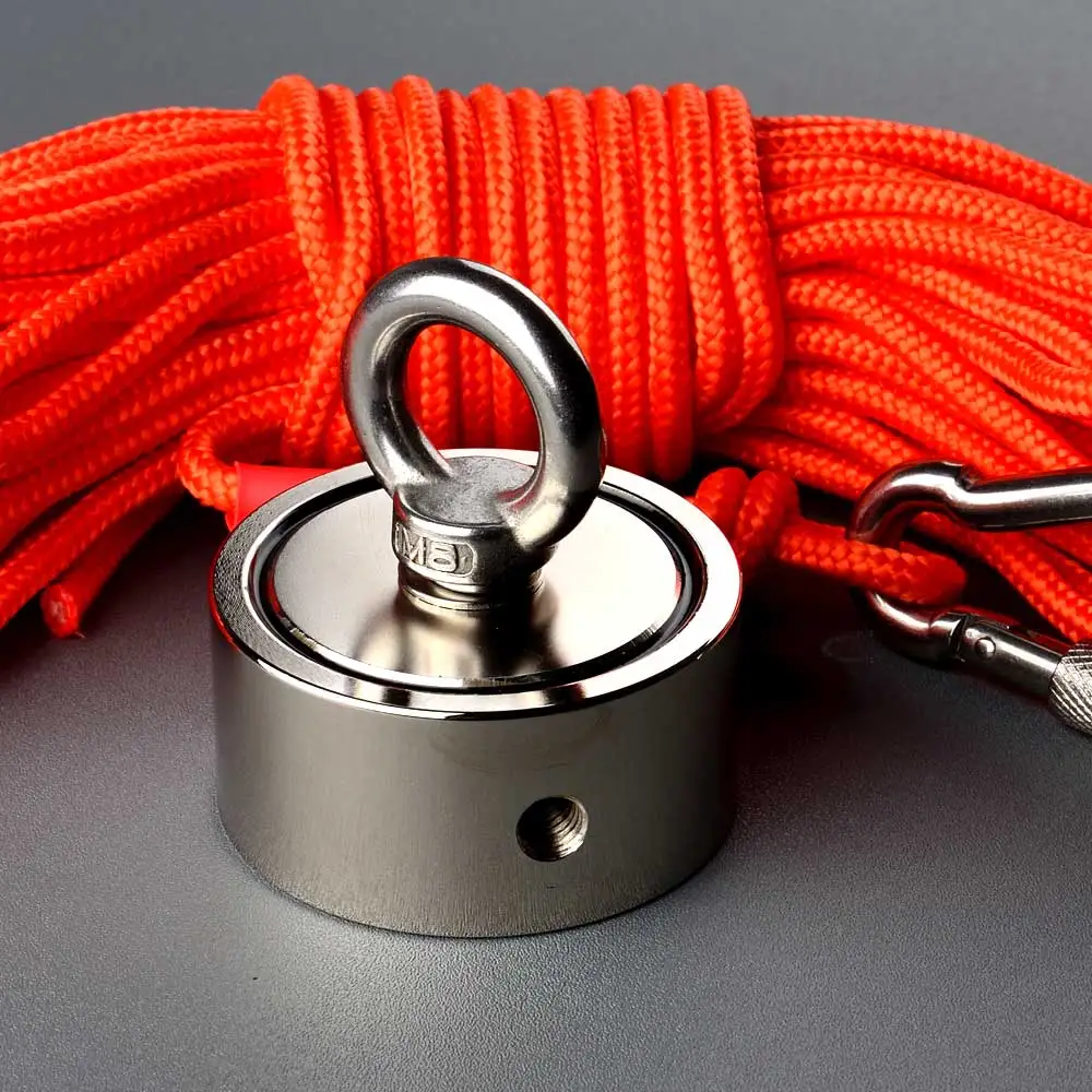 140KG Double Side Permanent Neodymium NdFeB Magnetic Sea Fishing Equipments Holder Fishing Salvage Magnets Rope Gift craft