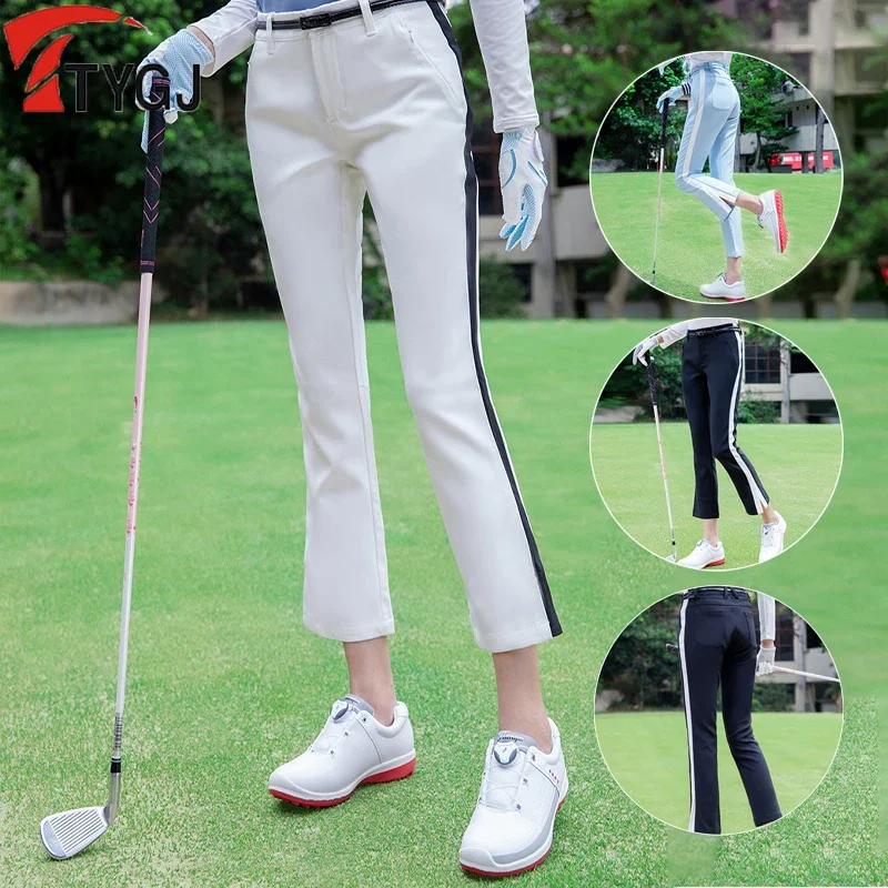 

TTYGJ Autumn Sports Pants Girls Golf Flared Trousers Outdoor Leisure Split Pants Women High Waist Slim Golf Sweatpants XS-XXL