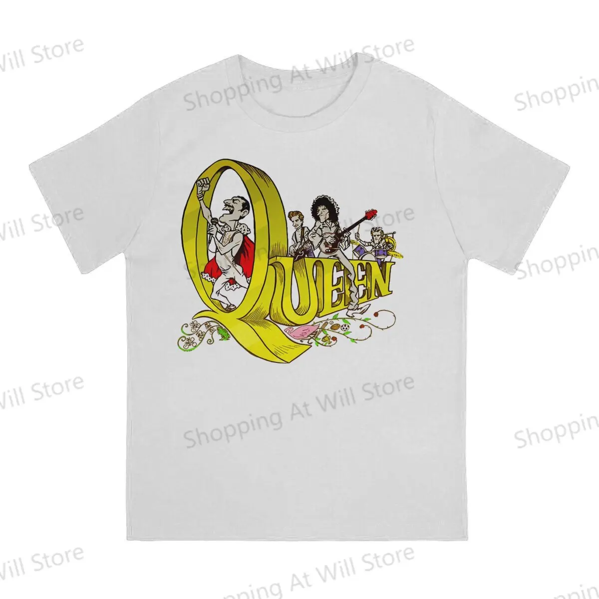 Top 100% Cotton Leisure Sports  queens popular artworks Men's and women's T-shirts Queen Rock Music O neck short sleeved Tshirt