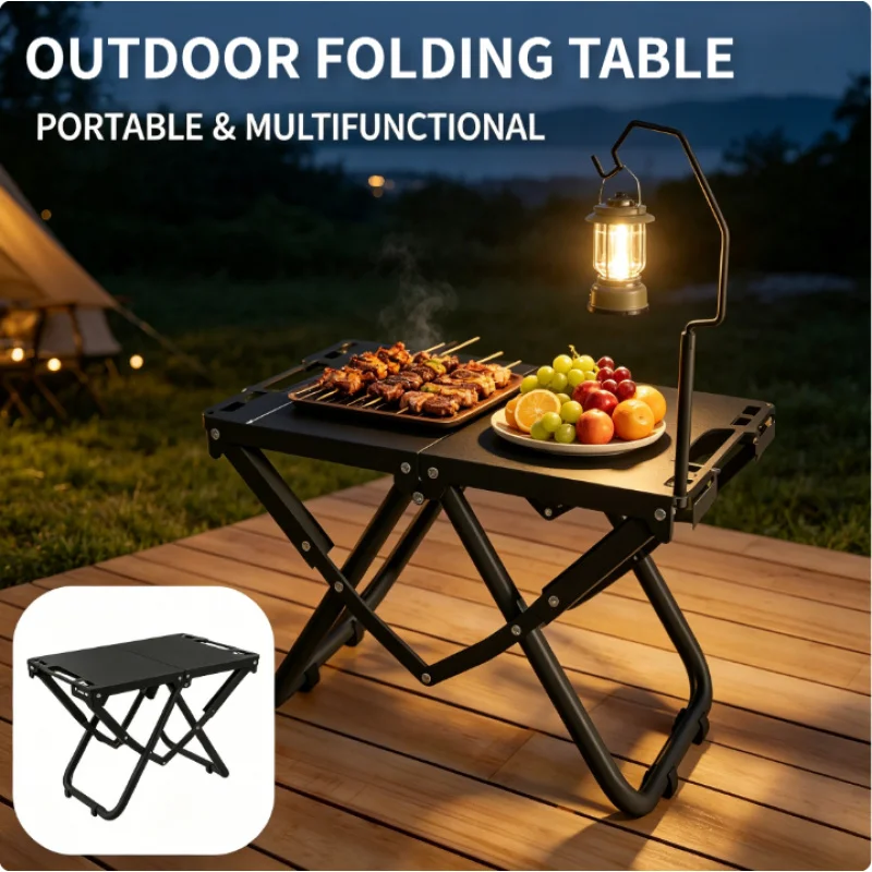 Mesa Plegable Negra para Exteriores, Portátil, Ligera y de Alta Resistencia, para Picnic, Viajes, Patio, Playa y Jardín (1 Unidad)