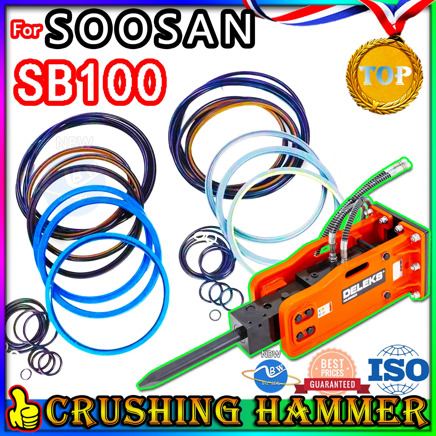 

For SOOSAN SB100 Crushing Hammer Oil Seal Repair Kit Excavator Hydraulic Cylinder Broken Breaker Maintenance type rubber O ring