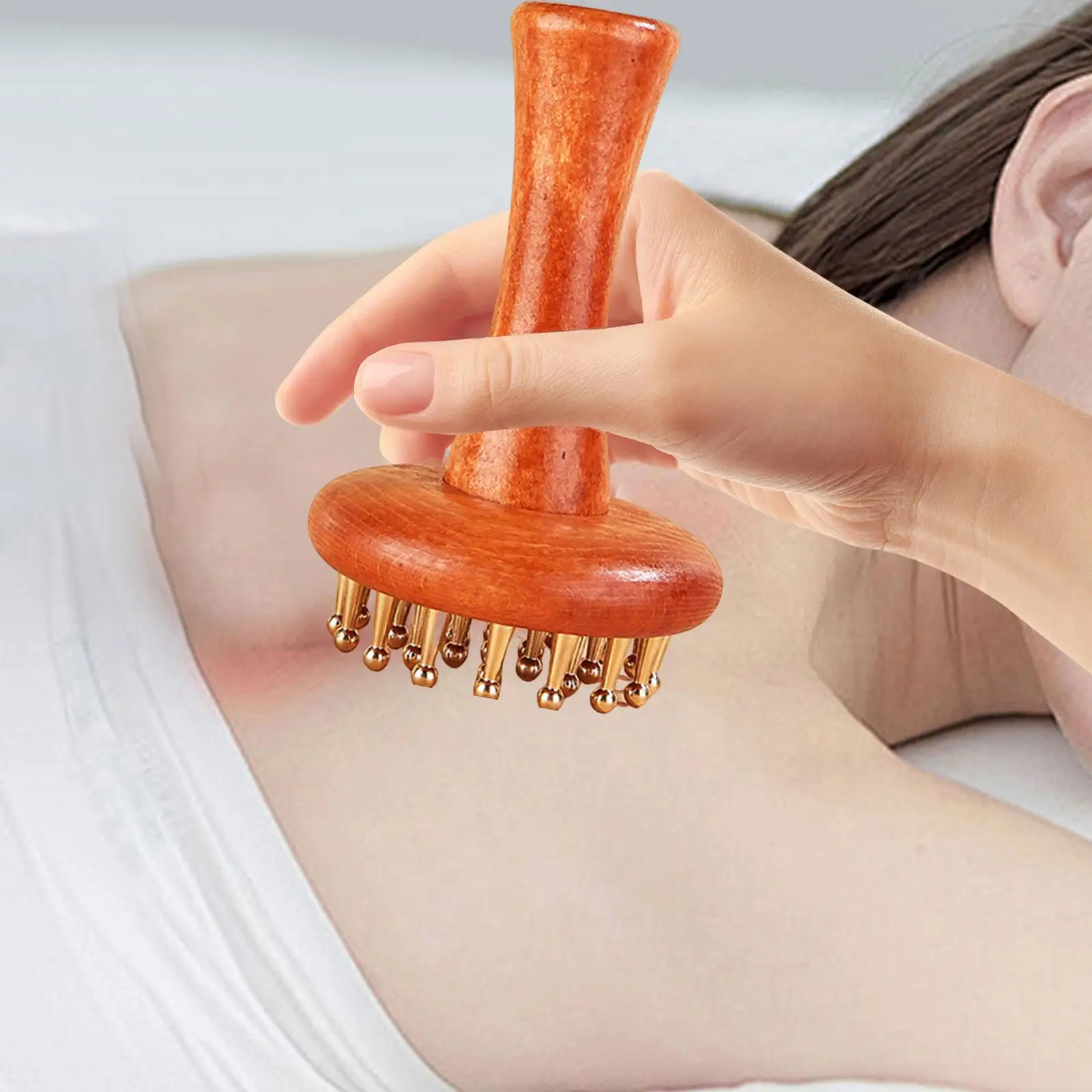 

Handheld Massager Ergonomic Handle Wooden Massage Comb for Thigh Neck Waist