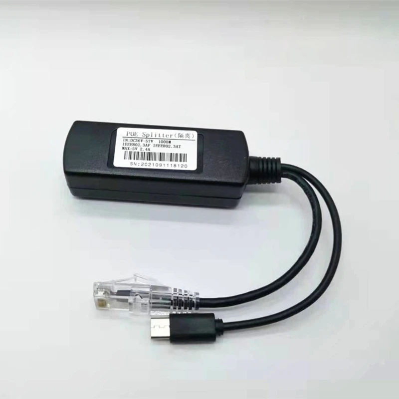 Durable PoE Splitter 1000M Power Over Ethernets Splitter Adapter for Security Camera Type-C/DCPlug/Micro USB Splitter