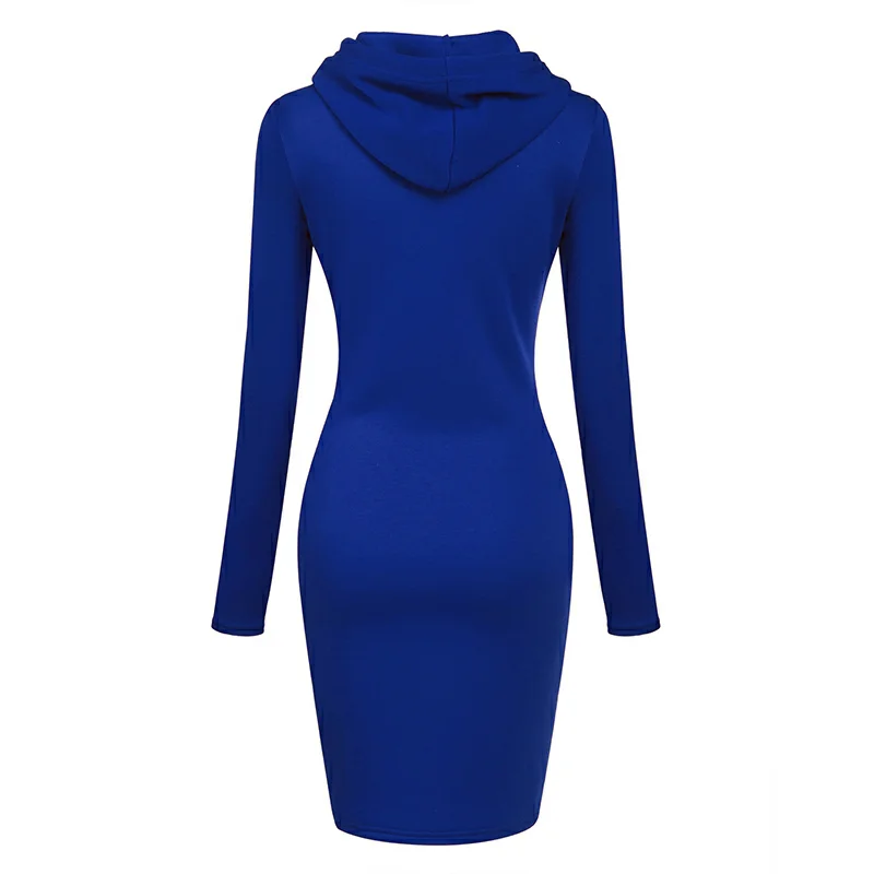 Fashion Sweatshirt Dresses Women's Pocket Hooded Casual Dresses Mini Dresses