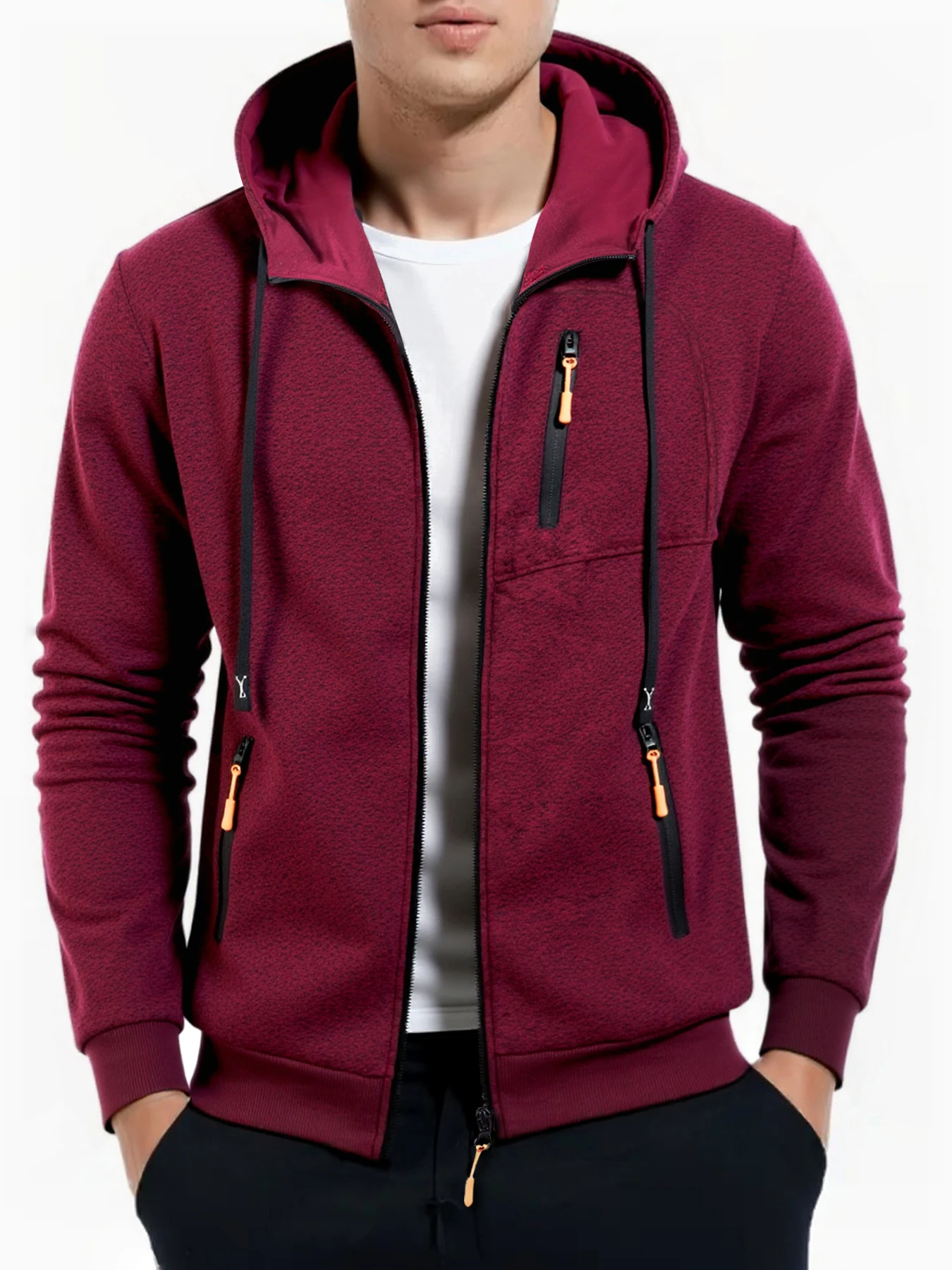 الخريف الرجال هوديس سحاب أكمام طويلة سترة بلون معاطف عادية في الهواء الطلق ملابس رياضية سليم صالح سترة غير رسمية الملابس