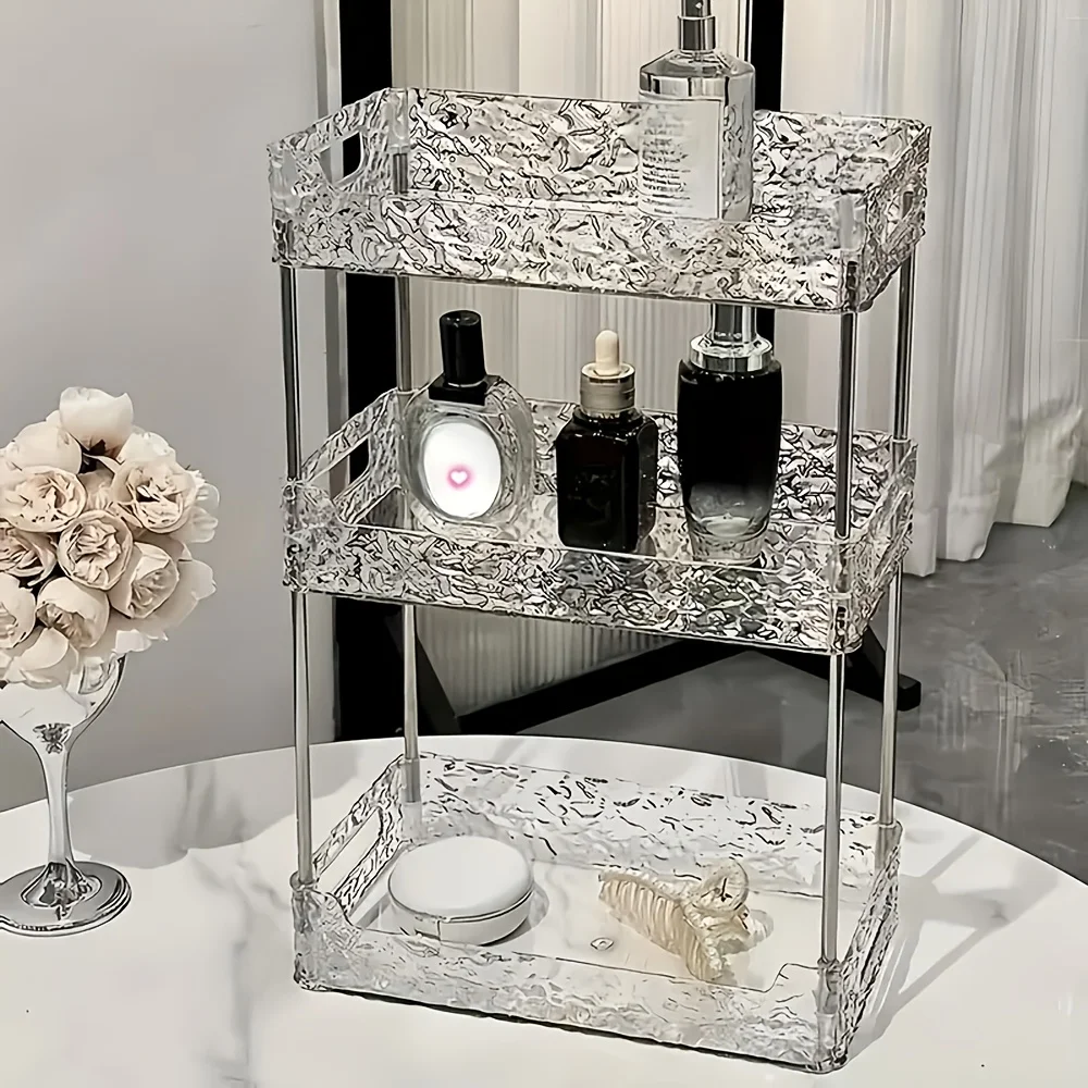 

3-Tier Clear Acrylic Vanity Organizer - Transparent Cosmetic & Perfume Shelf | Easy Install Bathroom/Desktop Storage