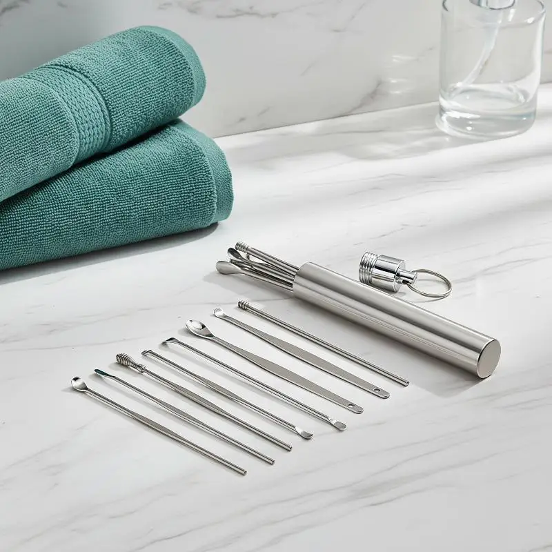 【Y】Ear Pick 6/9 Piece Set Ear Canal Cleaning Ear Picking Earpick Convenient Portable Ear Pick Household Portable For Adults