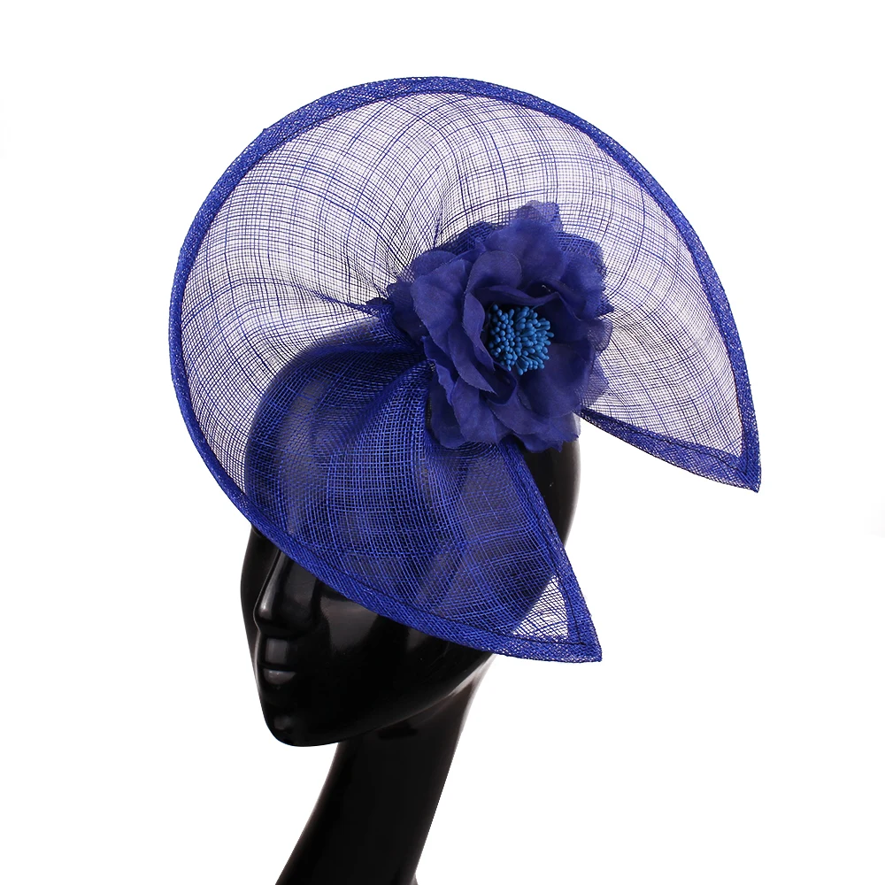 red Vintage Elegant Lady Fascinator Hat Summer Wedding headband Bridal Church Fedoras Ladies Big headwear Millinery with flower