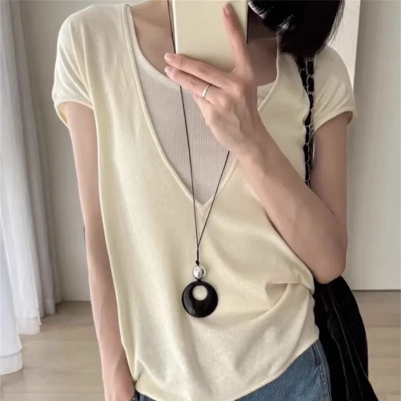 New Chinese Style Natural Black Agate Circle Leather Cord Necklace Adjustable Length Sophisticated Long Lariat Jewelry for Women