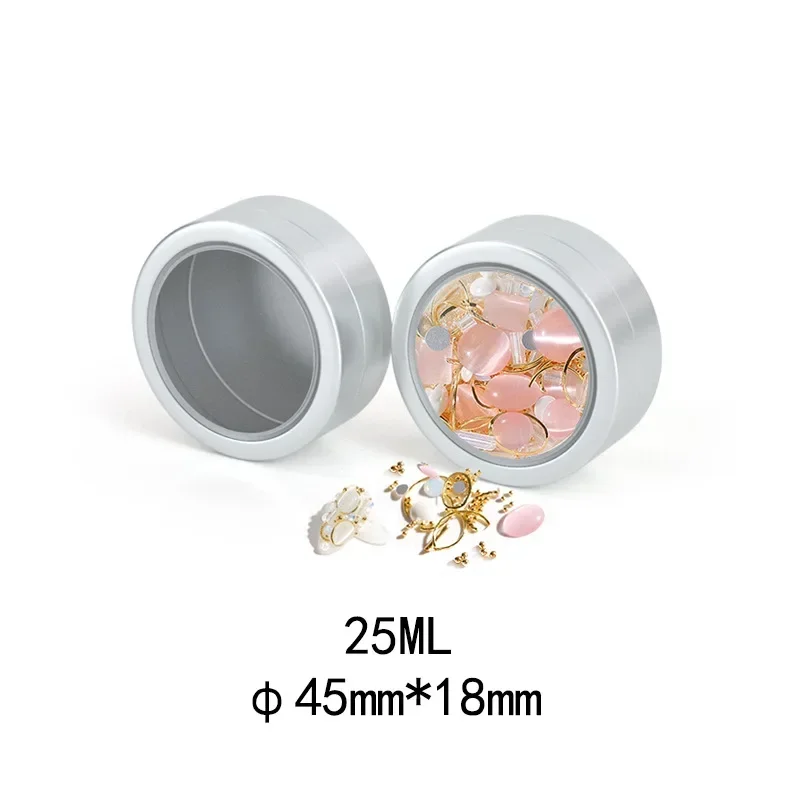 10-50pcs 25ml Round Aluminum Tin Box With Window Candle Jar Metal Lip Balm Gloss Cosmetics Container Candy Nails Art Storage Box